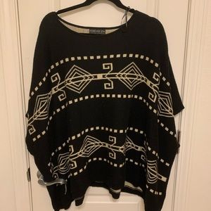 Black and white poncho